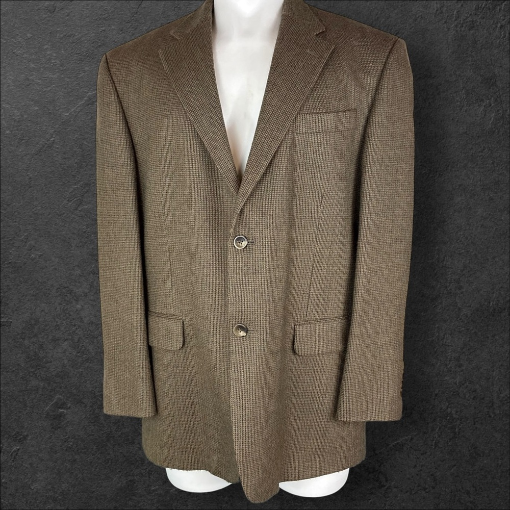 Oscar de la Renta Blazer 44R Lambswool Brown Dry Clean Only